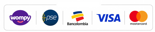 Métodos de pago: Wompi, PSE, Bancolombia, Visa, Mastercard